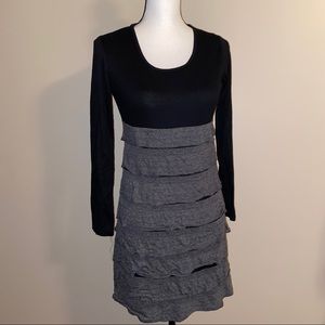 Black & Gray Ruffle Dress